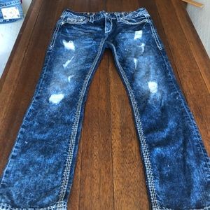 Rock Revival Acid Wash Flash Cuff Straight Jeans